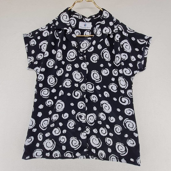 Vintage Made for Liberty House Naturally Yours Black White Button Up Size Medium - Picture 1 of 6